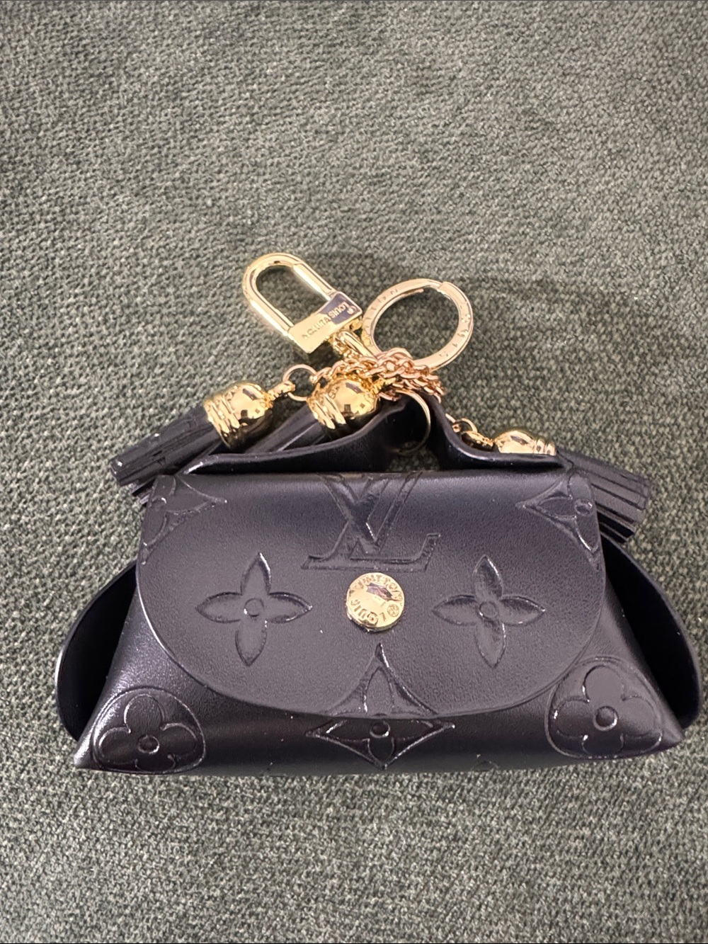 Source Unknown Black Mini Bag Charm with Gold Hardware